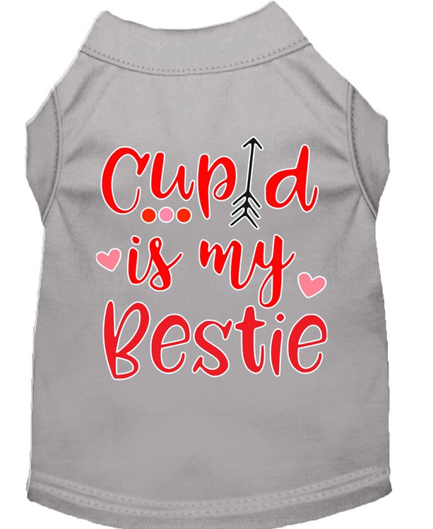 Cupid is my Bestie Screen Print Dog Shirt Grey Med